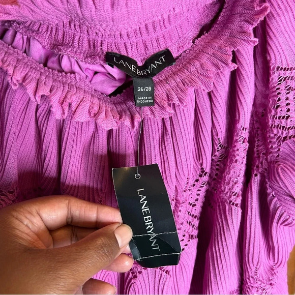 NWT Lane Bryant Orchid Purple Off the Shoulder Scalloped Edge Top size 26/28 - Picture 5 of 10